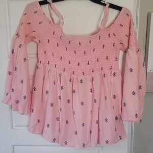 Pink Floral Torrid Cold Shoulder Women's Top